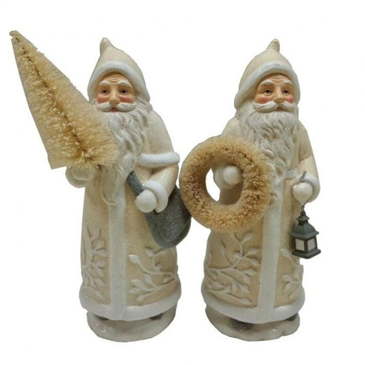 Regency International 10"Prpulp Vintage Santa W/Wrth/Tree, Set Of 2, Assortment