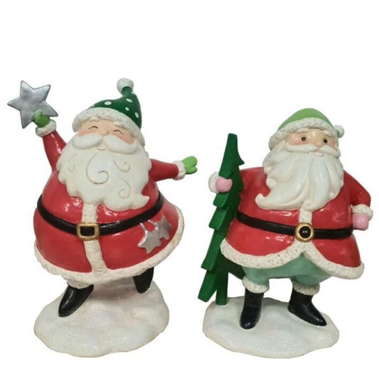 Regency International 7.5" Resin Jolly Santa W/Star/Tree, Set Of 2, Assortment