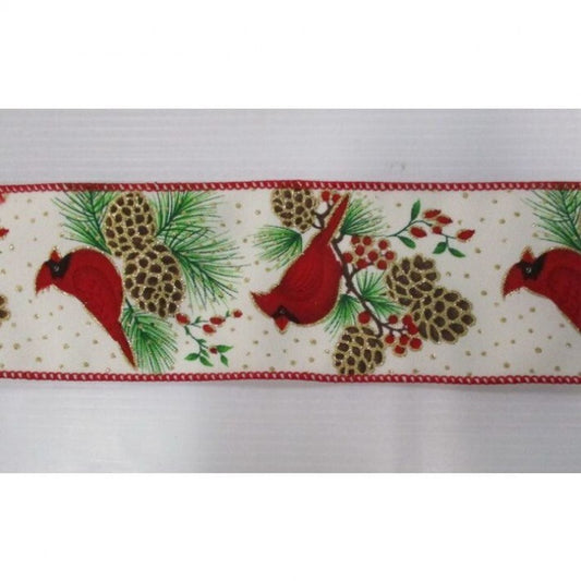 Regency International 2.5"X10Y Cardinal W/Pine Bough Ribbon