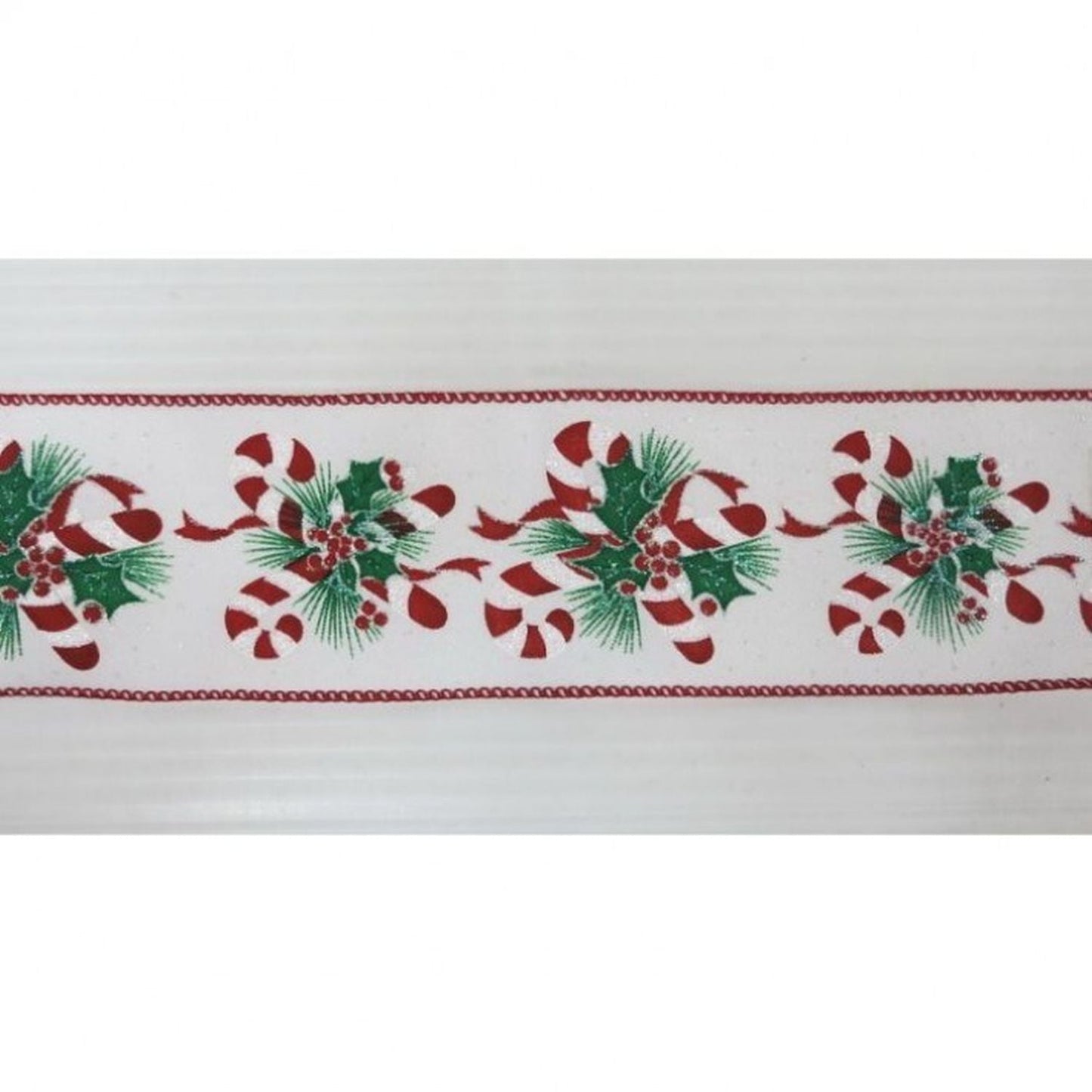 Regency International 2.5"X10Y Candy Cane W/Holly Print Ribbon