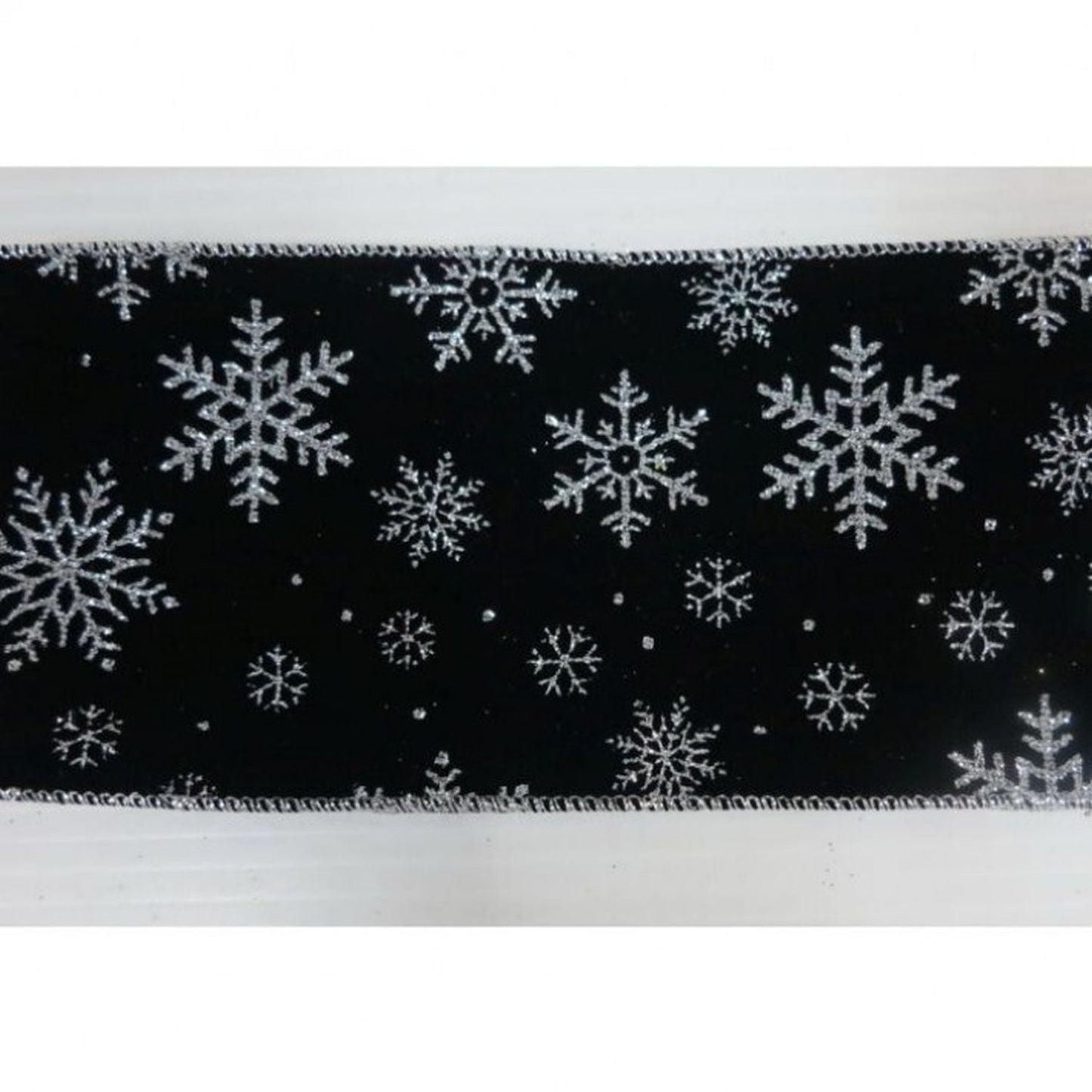 Regency International 4"X10Y Velvet W/Glitter Snowflake Ribbon