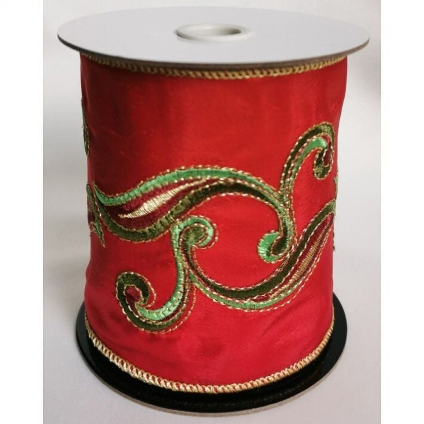 Regency International 4"X5Y Embroidered W/Jewel Scroll Ribbon