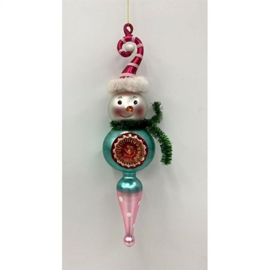 Regency International 10.5" Glass Snowman Reflector Ornament