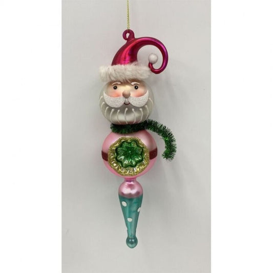 Regency International 10.5" Glass  Santa Reflector Ornament