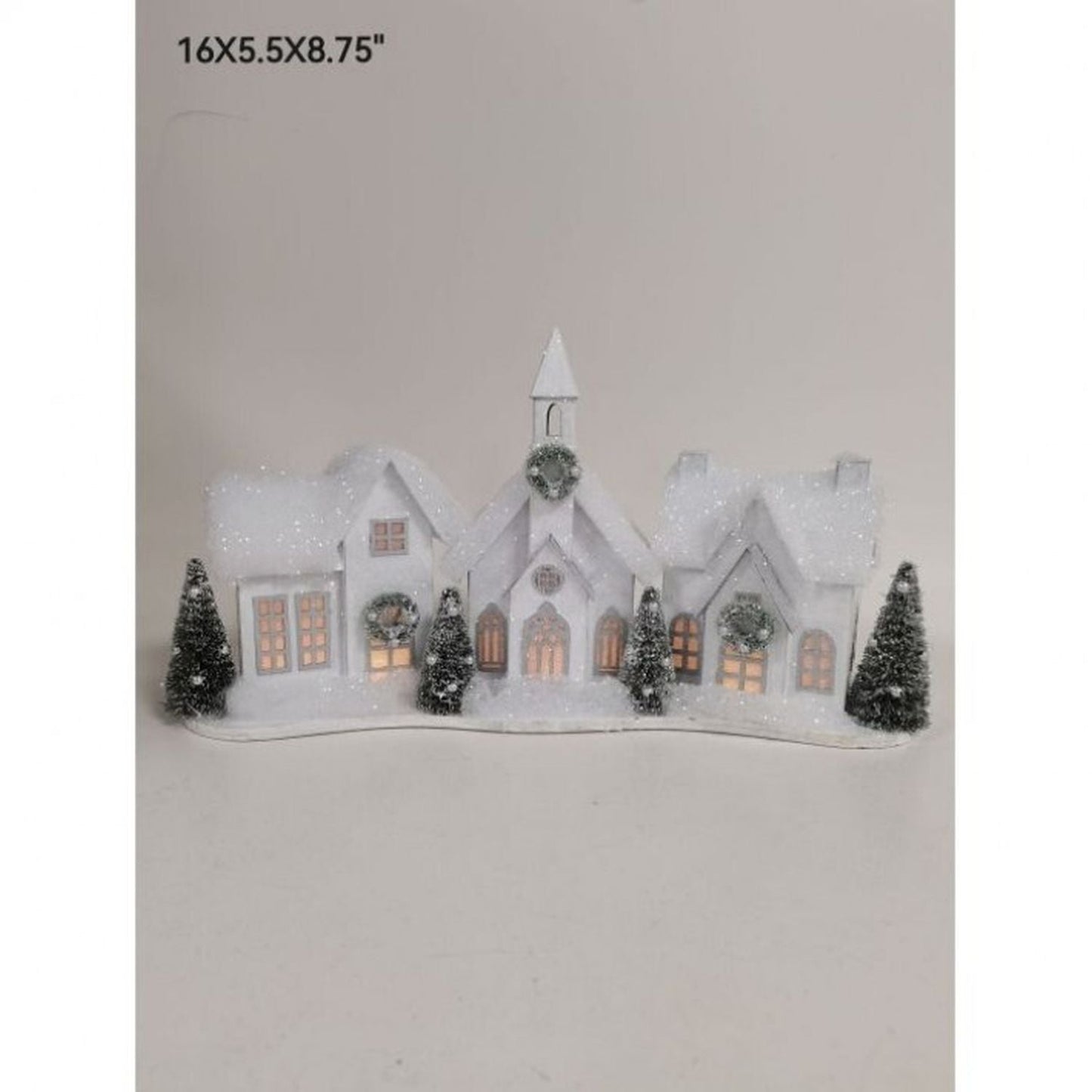 Regency International 16"Led/Bty Tmr Crdbrd Snowy Village