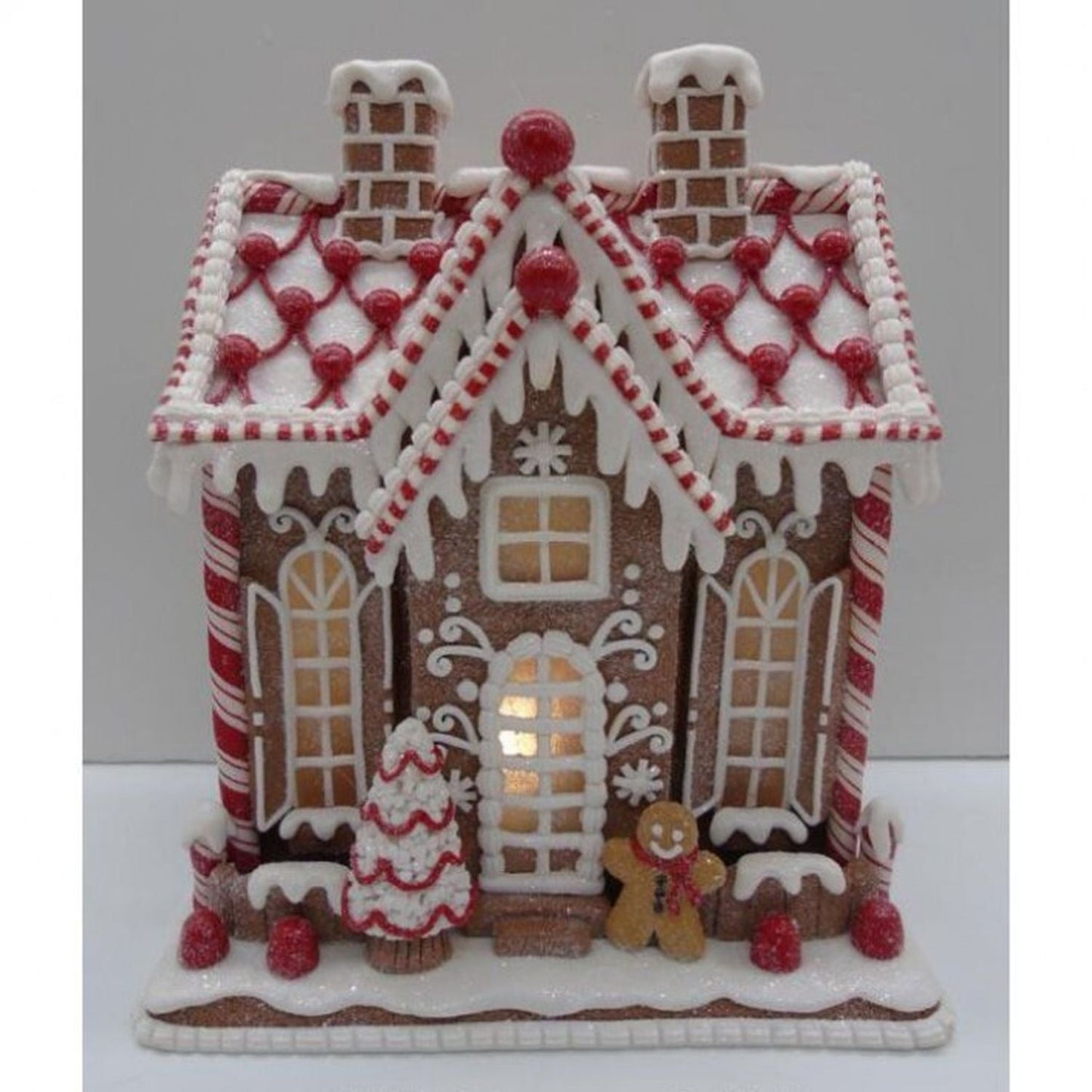 Christmas Carousel Collection 10" LED Battery Timer Icing Gingerbread House