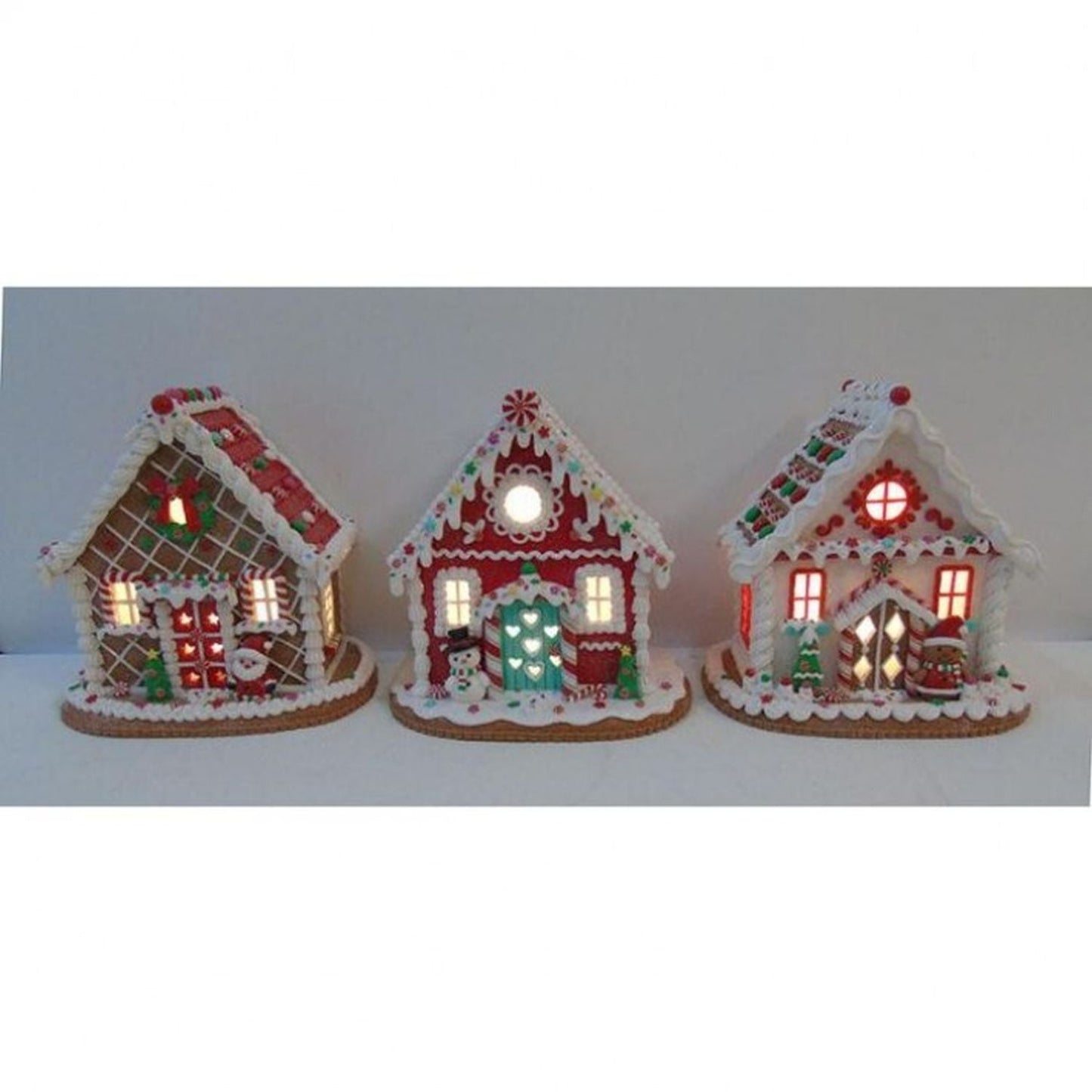 Regency International 8.5"Led/Bty Tmr Candycane Lane House, Set Of 3, Assortment