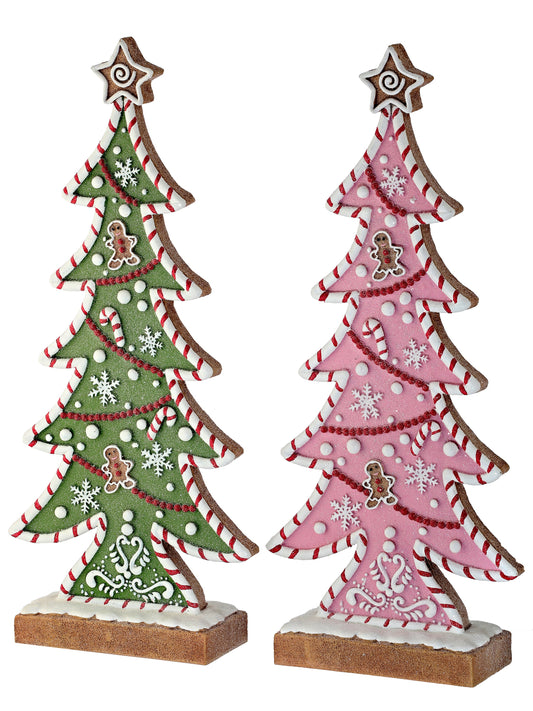 Santa's Sweet Shoppe Collection 15" Resin Candy Tree Set of 2 - one of each color