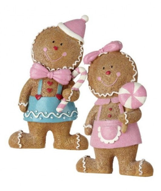 Santa's Sweet Shoppe Collection 6.5" Resin Gingerbread Boy and Girl Set