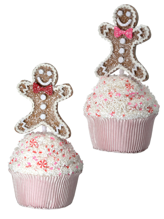 Santa's Sweet Shoppe Collection 8" Sweets Gingerbread Cupcakes - Set of 2