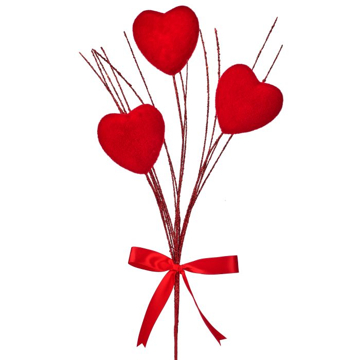 24" RED FLOCKED HEART