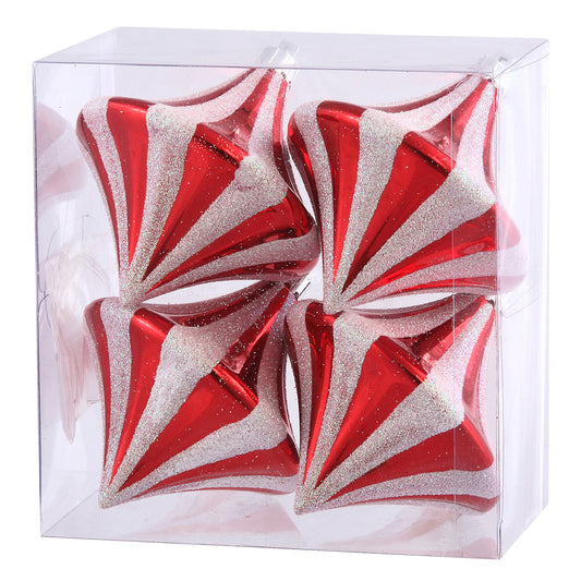 3.5" Candy Cane Diamond Drop Christmas Ornament Set of 4