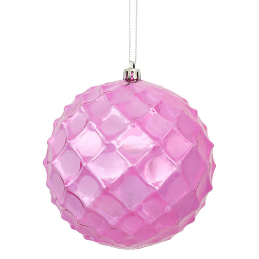 4" Pink Shiny Diamond Bauble Ornament
