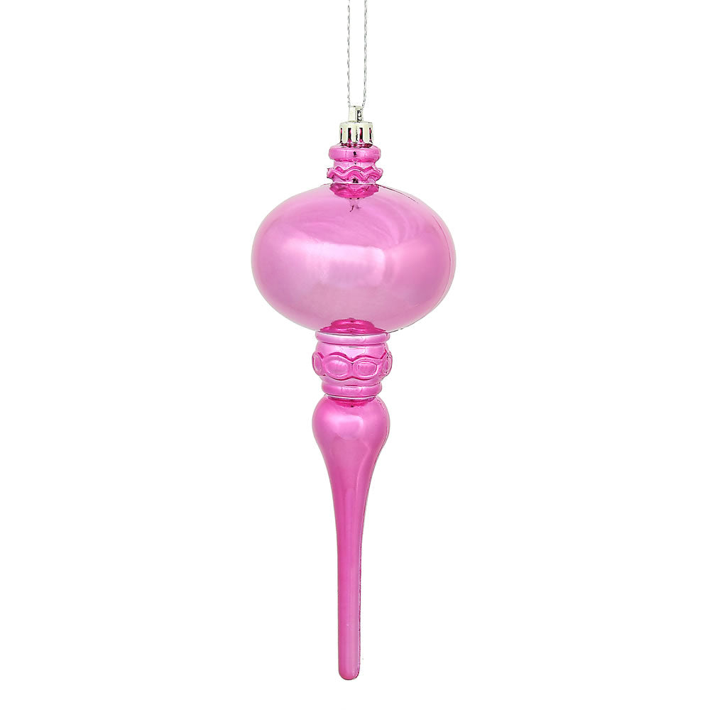 8" PINK Shiny Finial Ornament