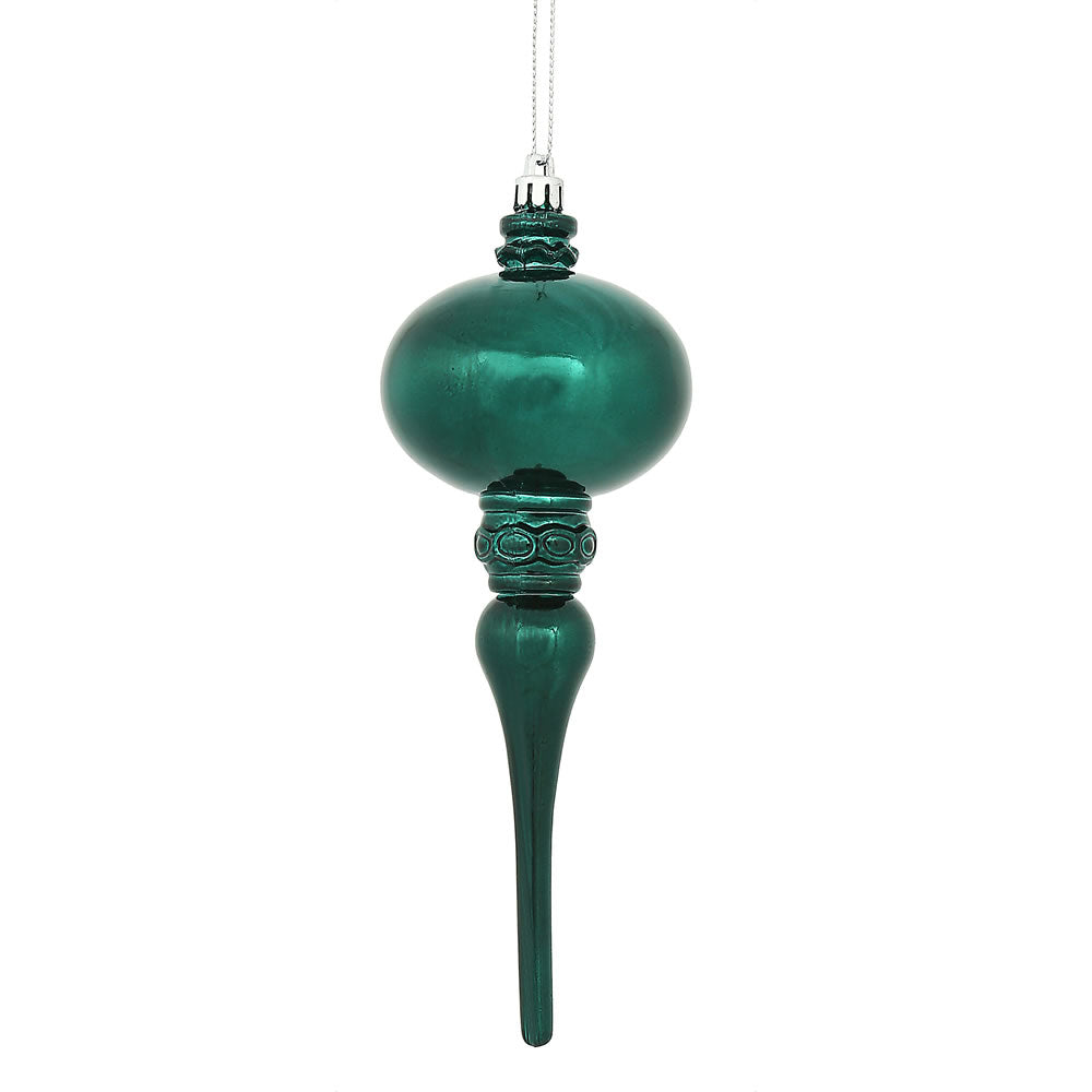 8" Emerald Shiny Finial Ornament