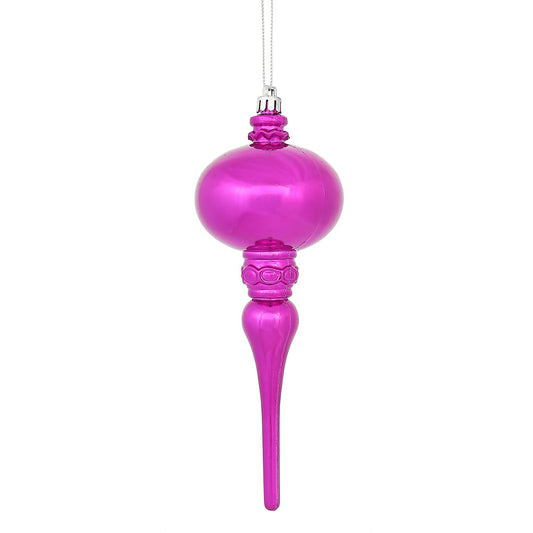 8" Fuchsia Shiny Finial Ornament