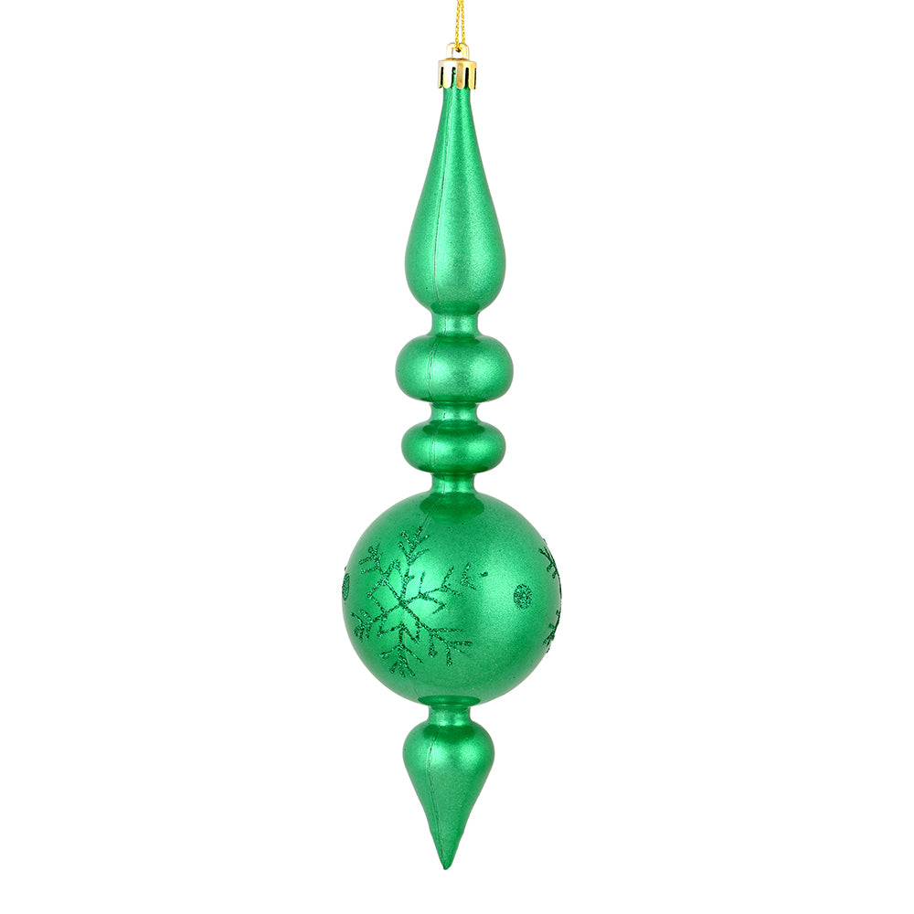 10"  Green Candy Glitter Snowflake Finial Ornament