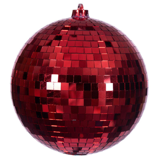 8" Red Mirror Ball Ornament