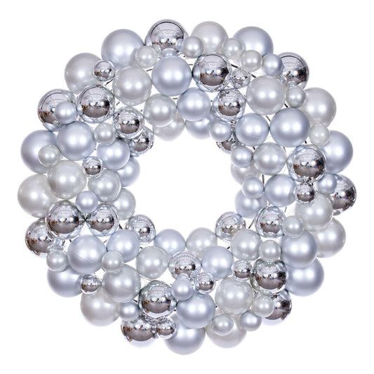 Christmas Carousel Collection - 24" Silver Ball Wreath