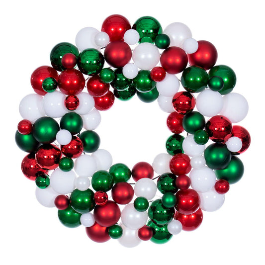 Christmas Carousel Collection - 24" White/Red/Green Ball Wreath