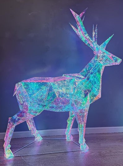 Iridescent Christmas Deer 57", LED lights