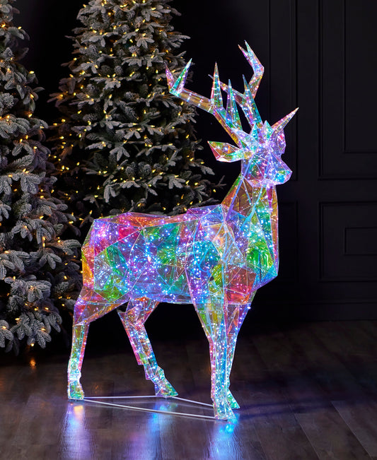 Iridescent Christmas Deer 57", LED lights