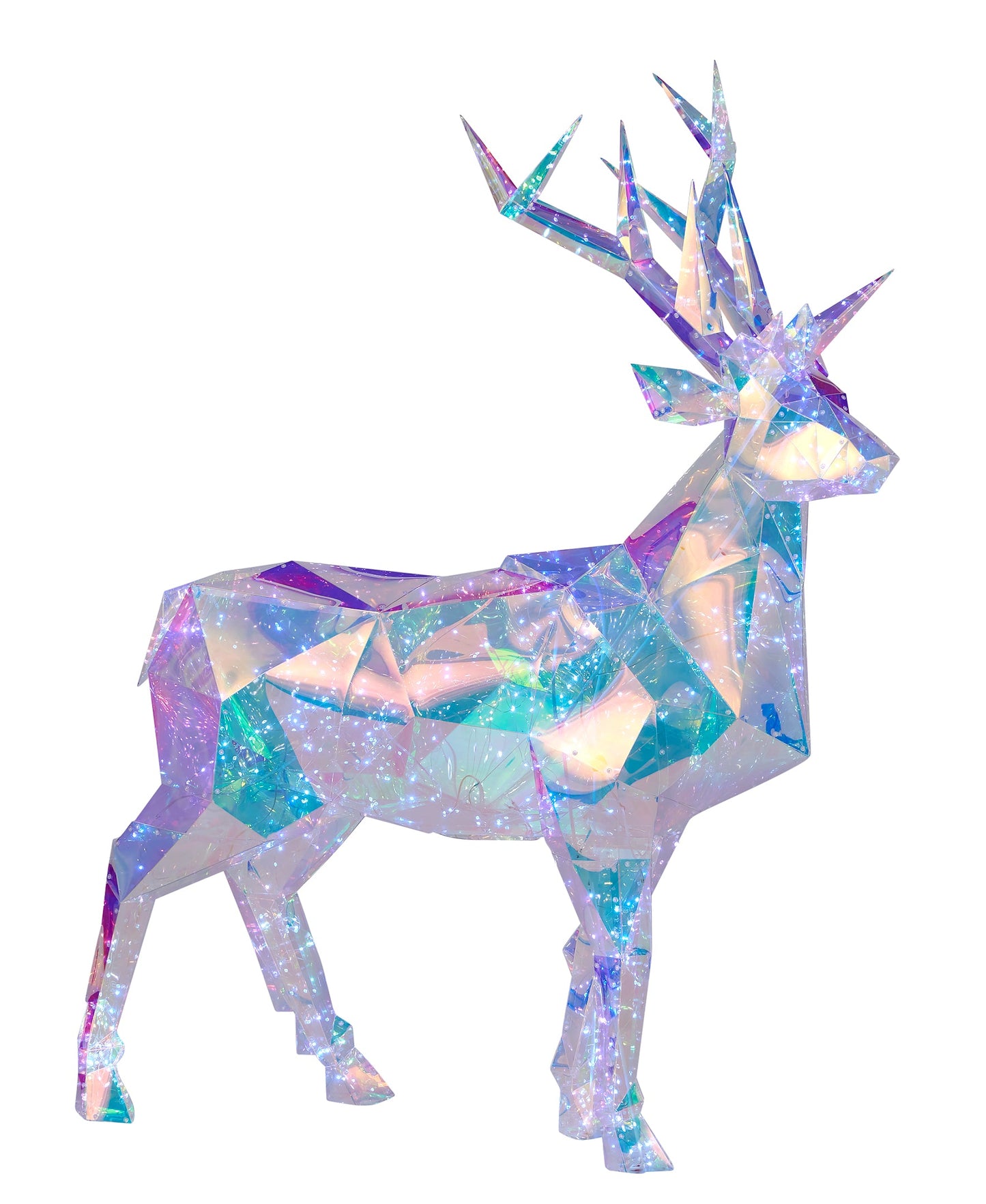 Iridescent Christmas Deer 57", LED lights