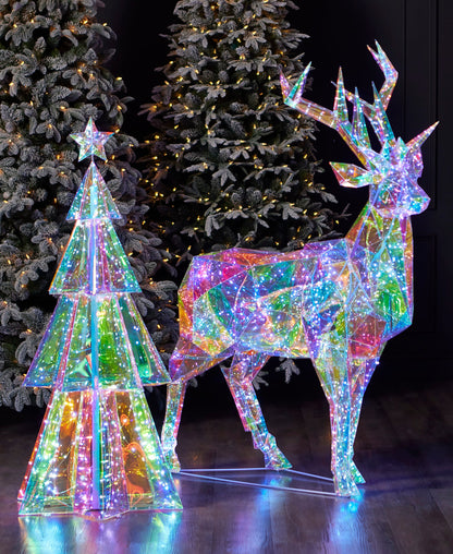 Iridescent Christmas Deer 57", LED lights