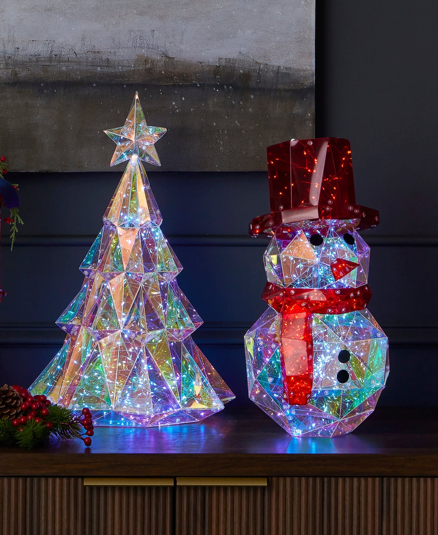 Christmas Iridescent Snowman 16" LED lights