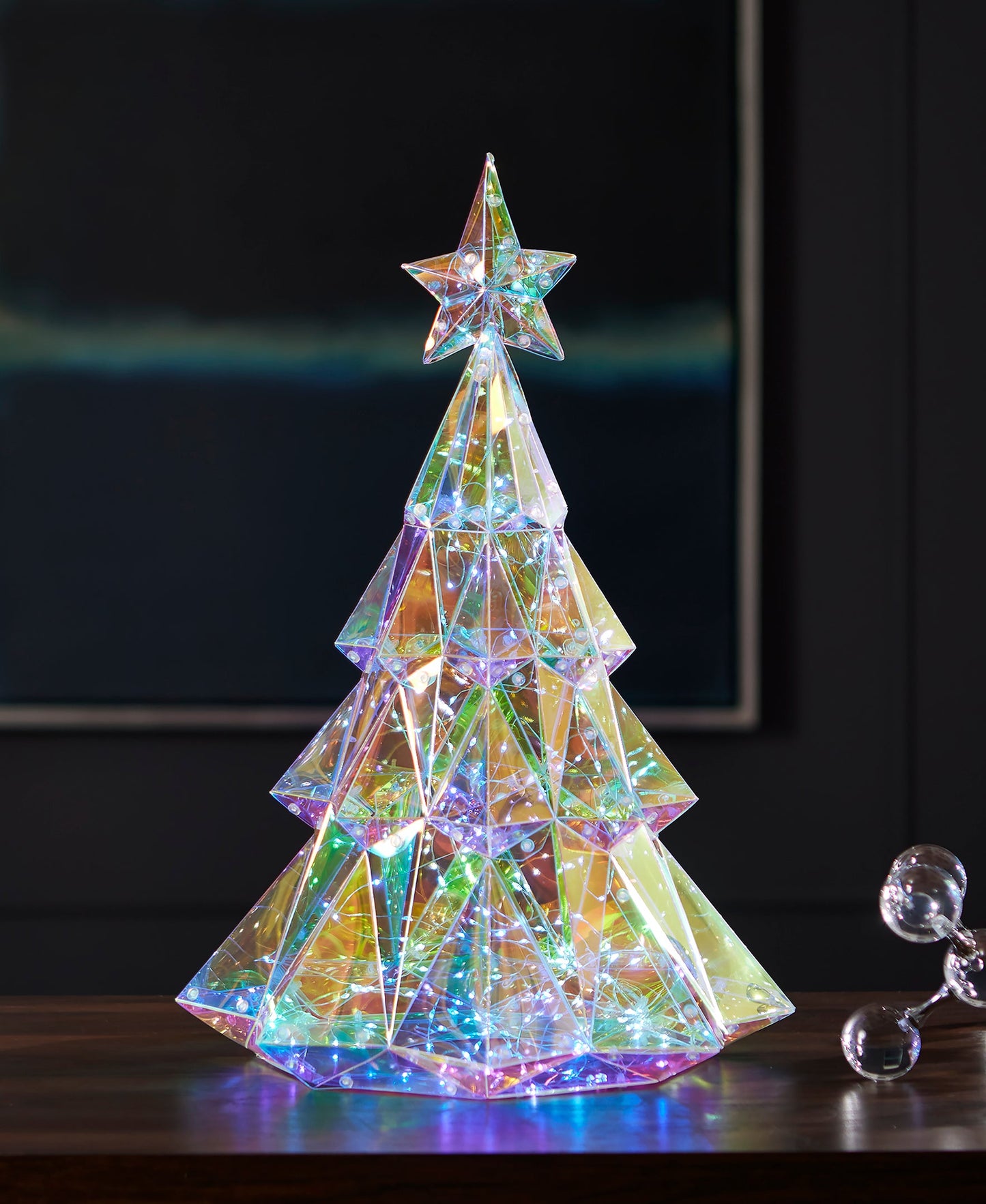 Iridescent Diamond Christmas Tree 19", LED lights