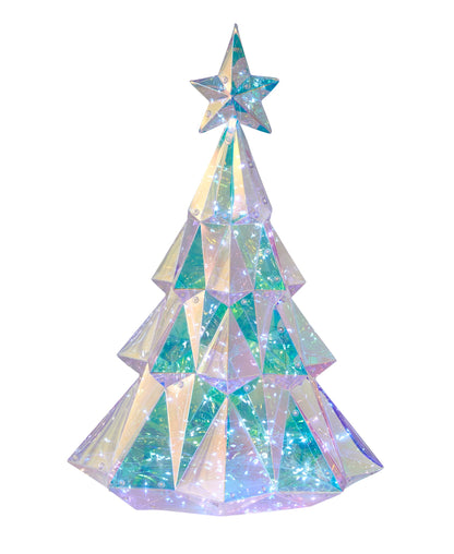 Iridescent Diamond Christmas Tree 19", LED lights