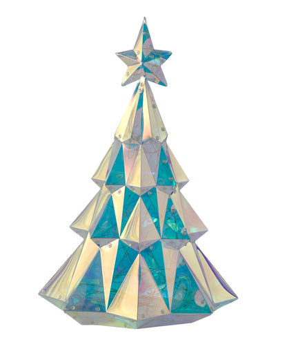 Iridescent Diamond Christmas Tree 19", LED lights