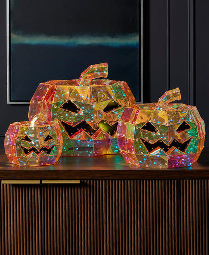 Iridescent HALLOWEEN Pumpkin 16", LED lights