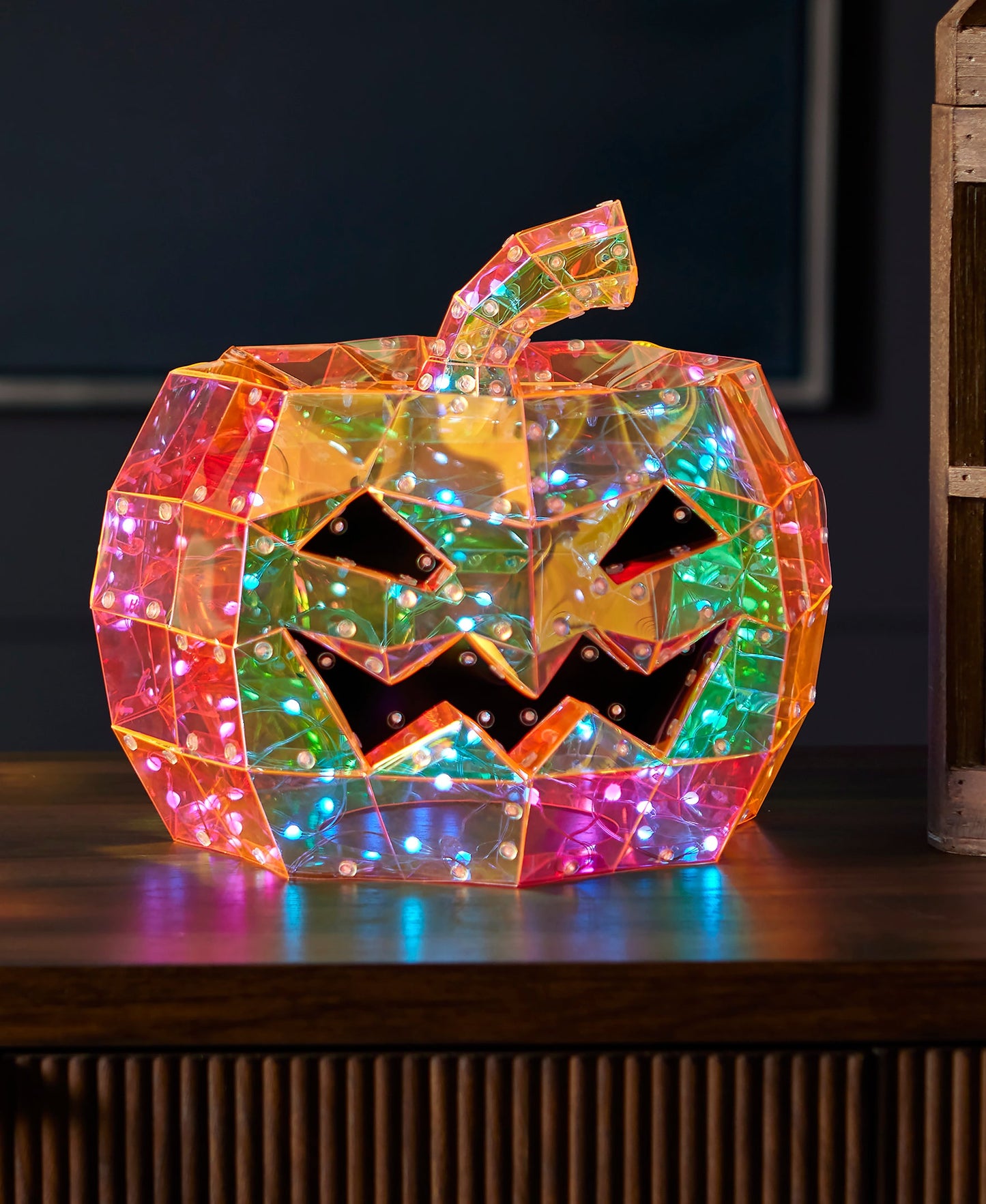 Iridescent Halloween Pumpkin 12", LED lights