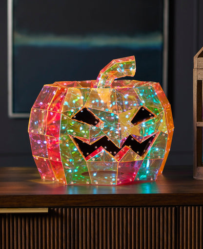 Iridescent HALLOWEEN Pumpkin 16", LED lights