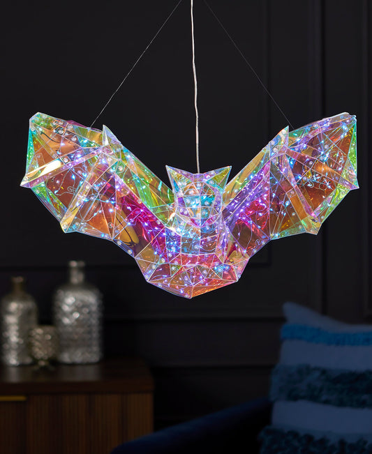 Iridescent Halloween Phantom Bat 20", LED lights