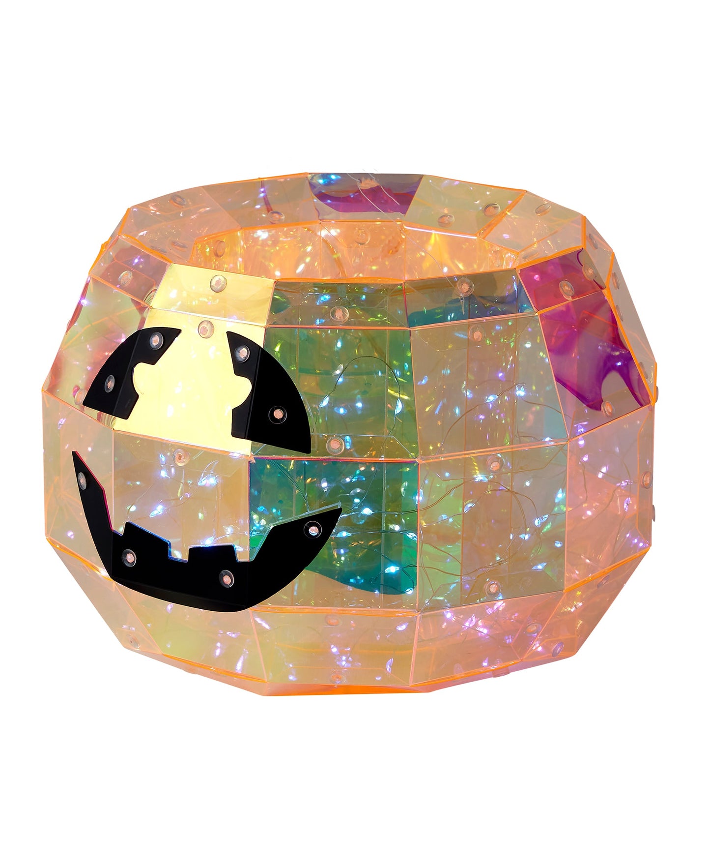 Iridescent Halloween Pumpkin Candy Box 9", LED lights