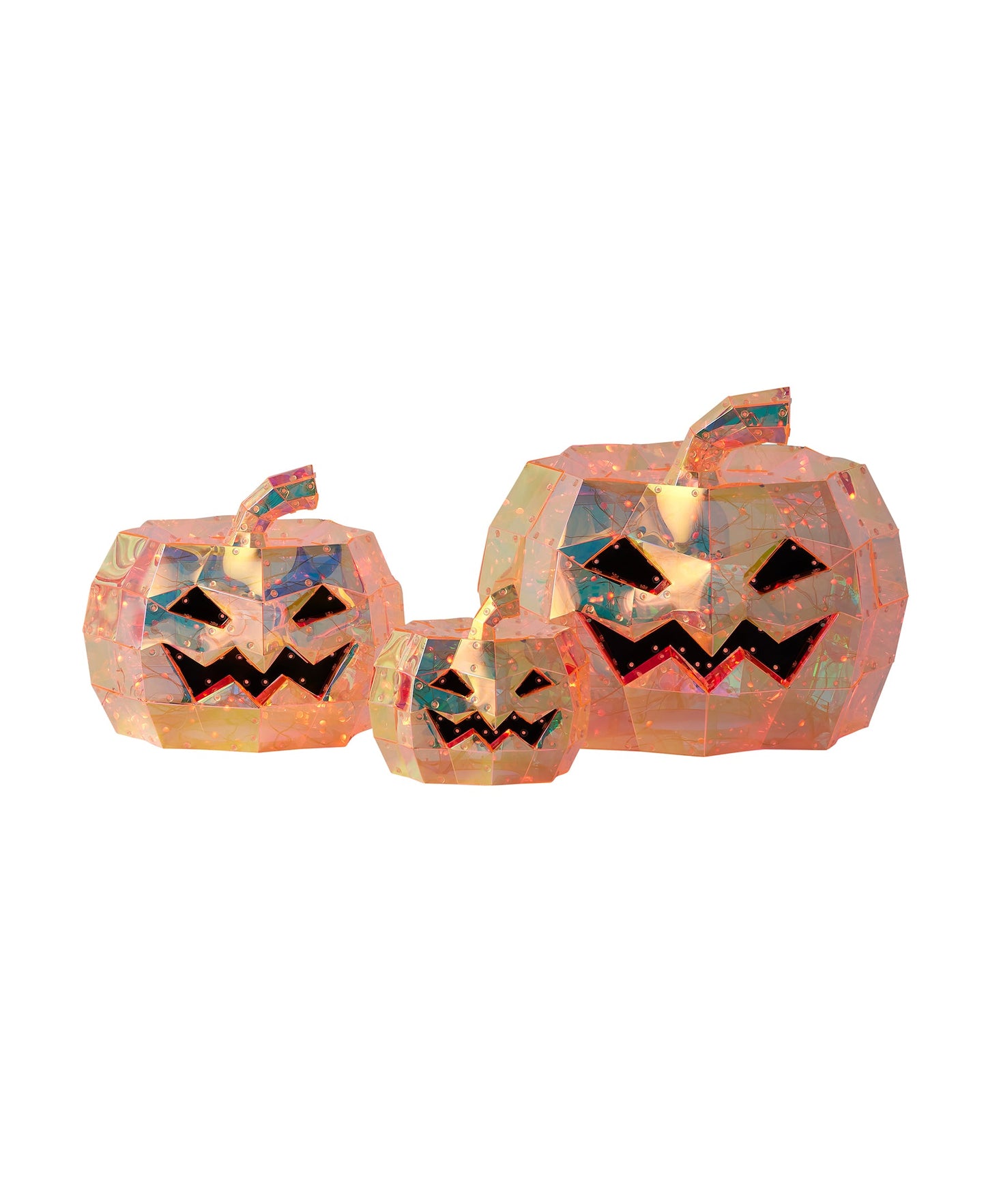 Iridescent Pumpkin Set of 3 (8", 12", 16"), LED lights