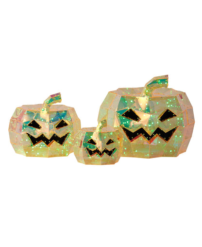 Iridescent Pumpkin Set of 3 (8", 12", 16"), LED lights