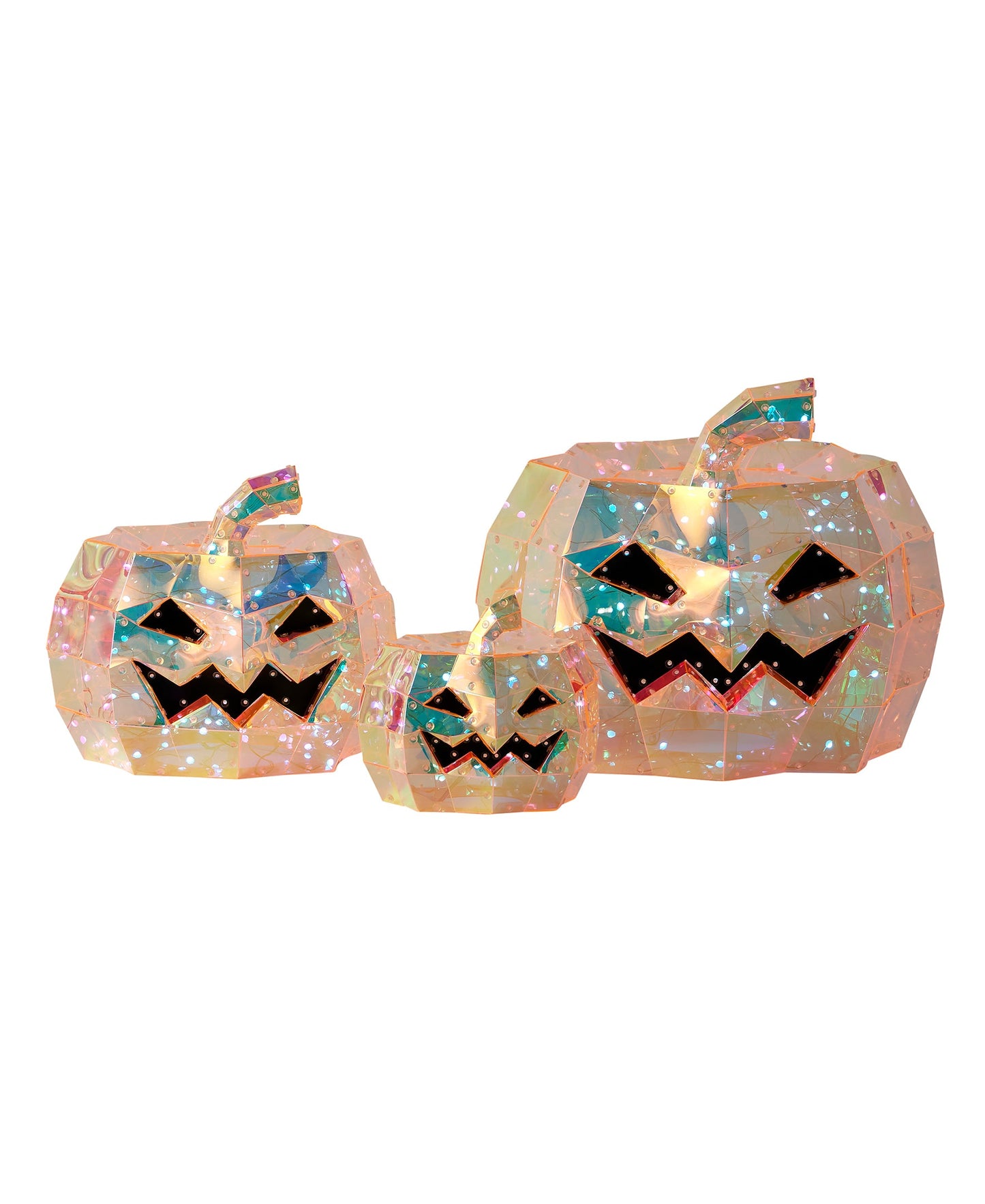 Iridescent Pumpkin Set of 3 (8", 12", 16"), LED lights