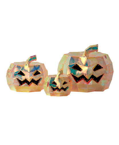 Iridescent Pumpkin Set of 3 (8", 12", 16"), LED lights