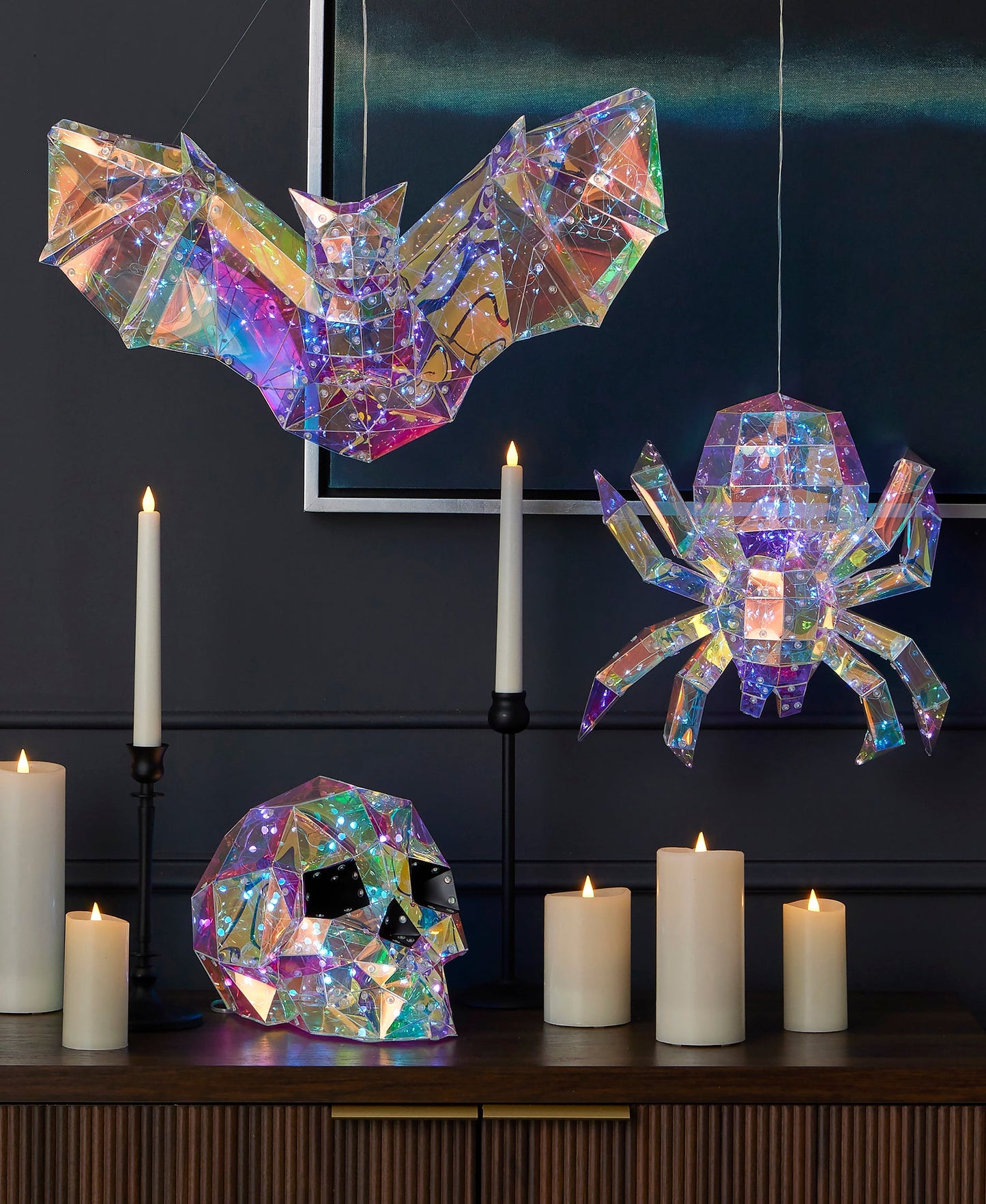 Iridescent Halloween Phantom Bat 20", LED lights