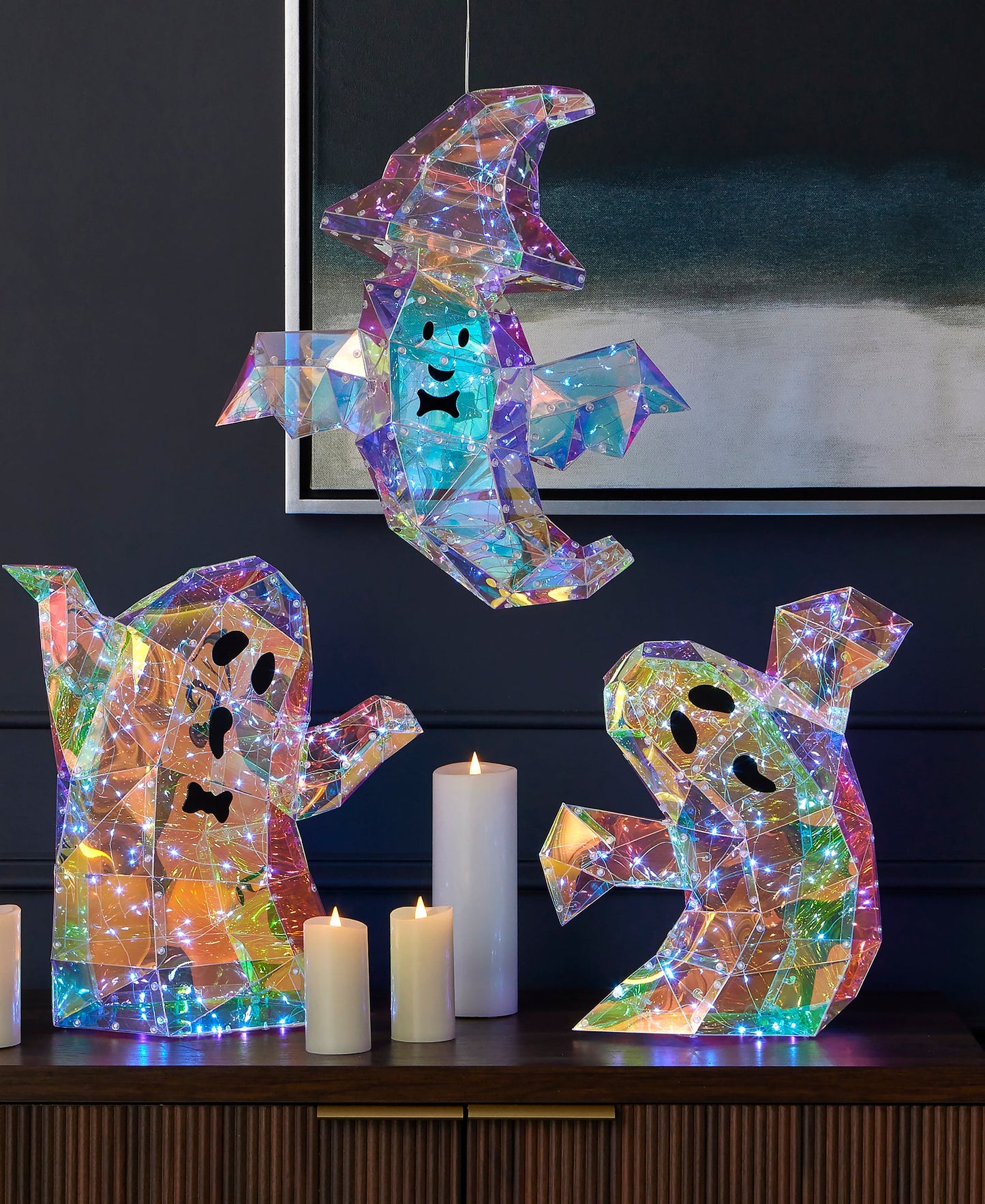 Iridescent Spooky Ghost I16", LED lights