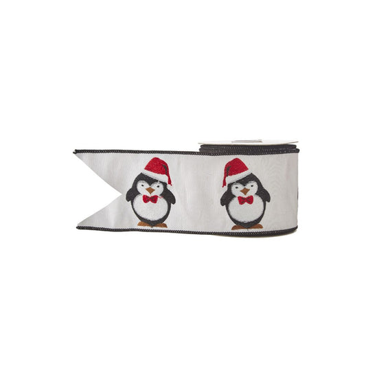 Raz Imports 2021 Snowed In 4-inch x 10 Yards Penguin Wired Ribbon