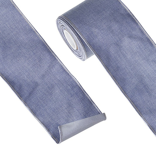 Raz Imports 2022 4" X 10 Yards Blue Chambray Wired Ribbon