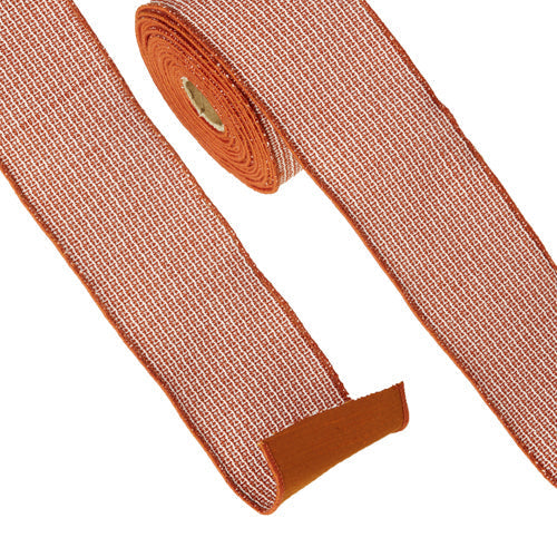 Raz Imports Ribbon 2023 4" X 10 Yards Copper And White Woven Wired Ribbon