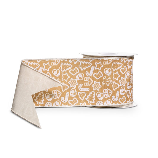 4" X 10 Yds Gingerbread Wired Ribbon