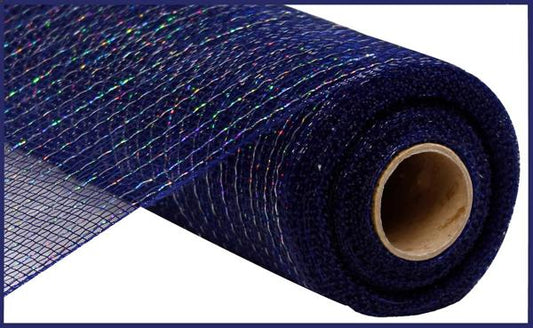 10"X10YD METALLIC MESH NAVY W/LASER SILVER FOIL