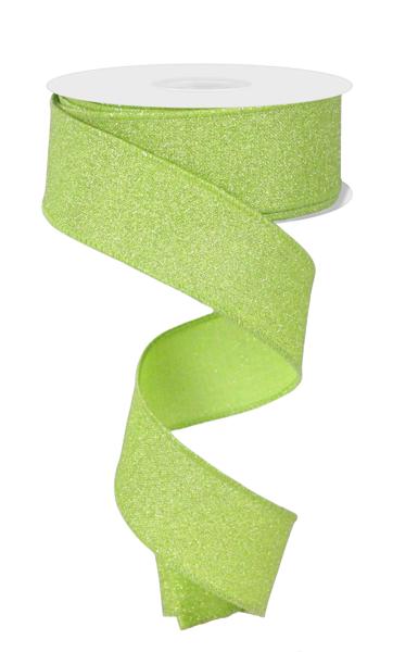 1.5"X10YD FINE GLITTER ON ROYAL BRIGHT GREEN