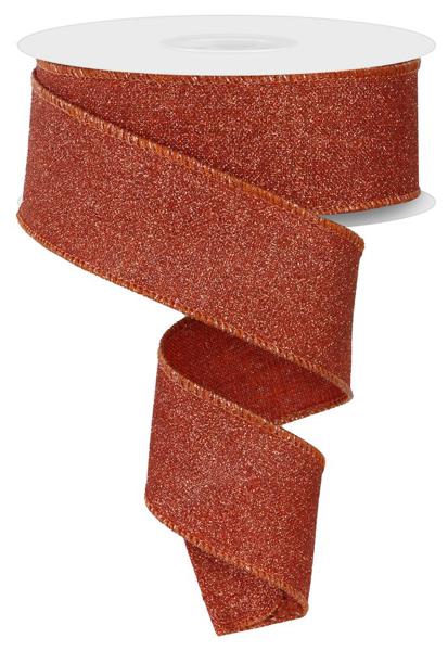 1.5"X10YD FINE GLITTER ON ROYAL TERRACOTTA